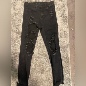 American eagle black ripped super high rise Jegging size 8